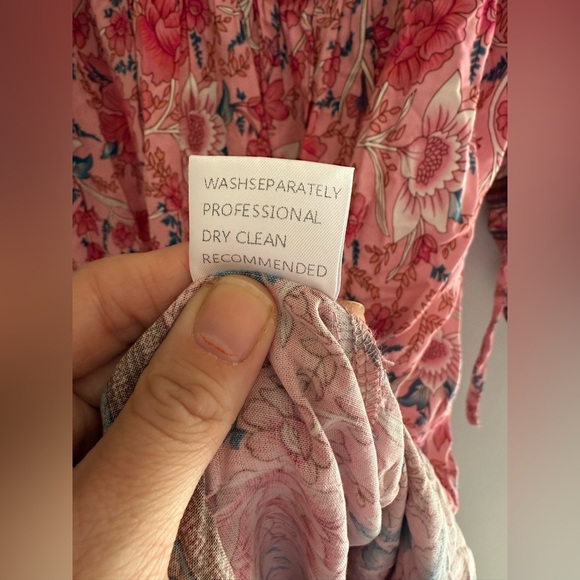 Temofon Womens Pink Floral Boho Mini Dress SZ MD New 3/4 Sleeve Flowy V Neck - Picture 7 of 10